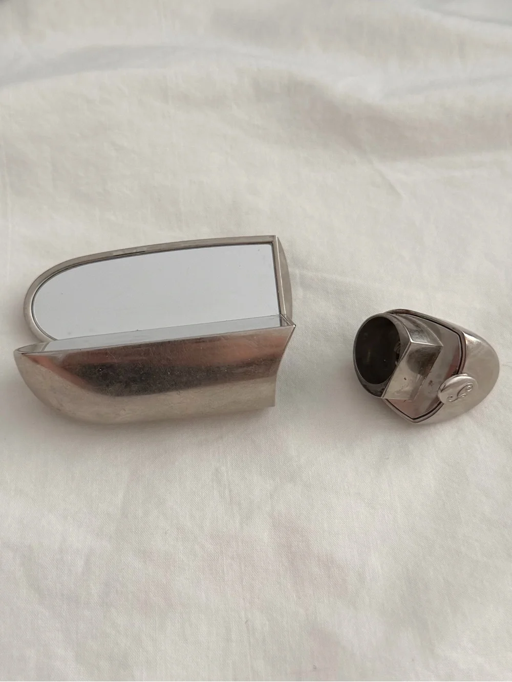 Guerlain Empty Lip Stick Container Silver w/ Mirror
